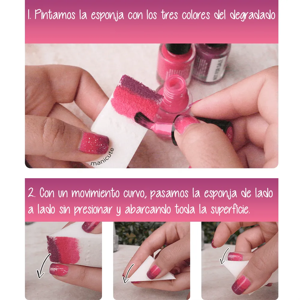 ManiCute | Nail art blog: Nail art rosa-morado | Cómo hacer uñas ...