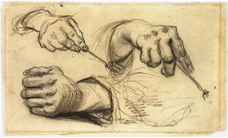 Tres manos, dos agarrando tenedores de Vincent van Gogh | 1618 ... Tres manos, dos agarrando tenedores de Vincent van Gogh | 1618 ...