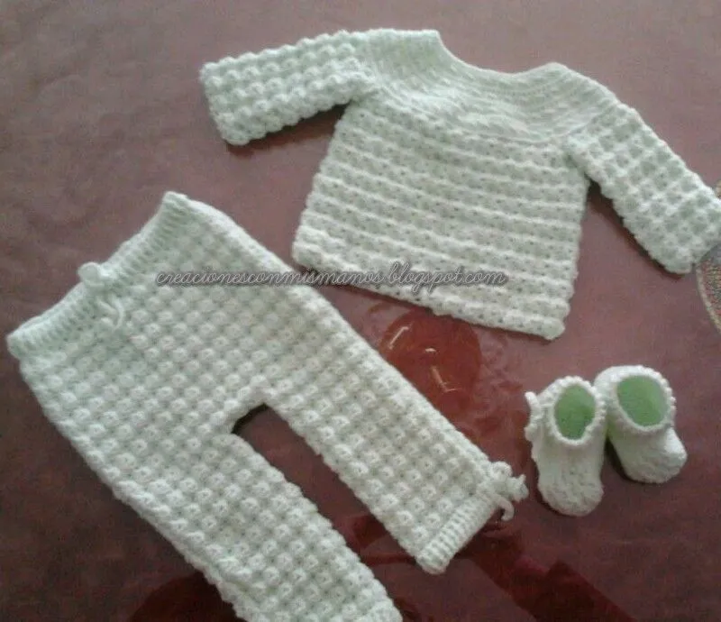 Manos de hadita: Conjunto a crochet bebé en verde agua