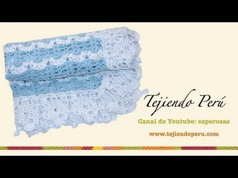 Manta o cobija con borde para bebés tejida a crochet - YouTube