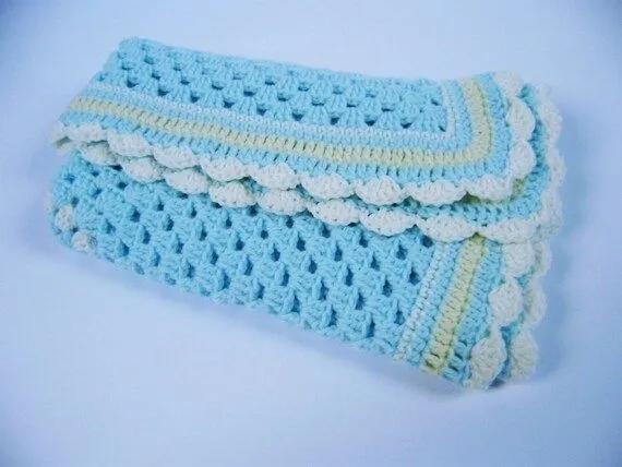 Manta Hecha a Mano Crochet Manta para Bebe por VioletaMarket