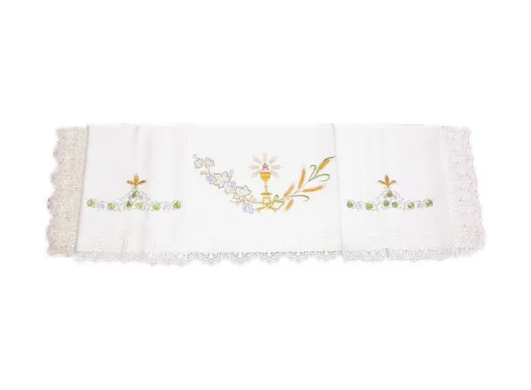 Mantel de altar con cáliz, Hostia y JHS bordados - Brabander.es