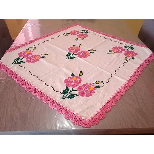 Mantel Pequeño de 1m x 80 cm con rosales bordado a mano en punto de cruz :  Amazon.com.mx: Productos Handmade