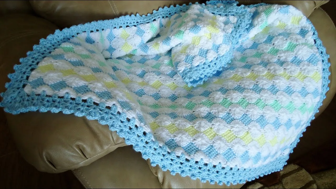 Mantita de Bebé en Punto Tunecino y Crochet (Parte 1) - YouTube