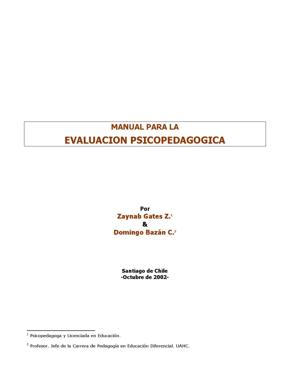 Manual de evaluación psicopedagogica by Domingo Bazán Campos - Issuu