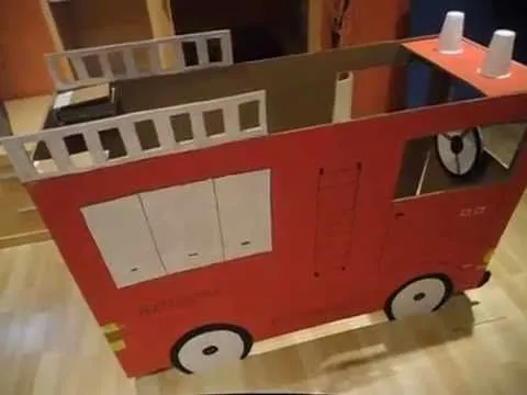manualidades camion de bomberos hecho de carton - YouTube