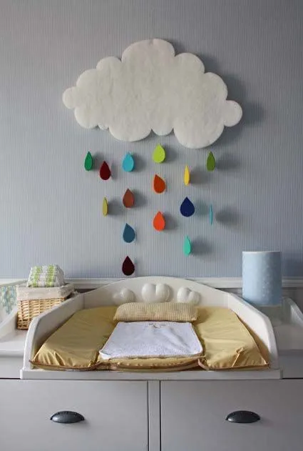 Nube de fieltro para decorar la habitación de un bebé - Decoracion ...
