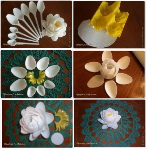 Manualidades de flores con material reciclado - Imagui
