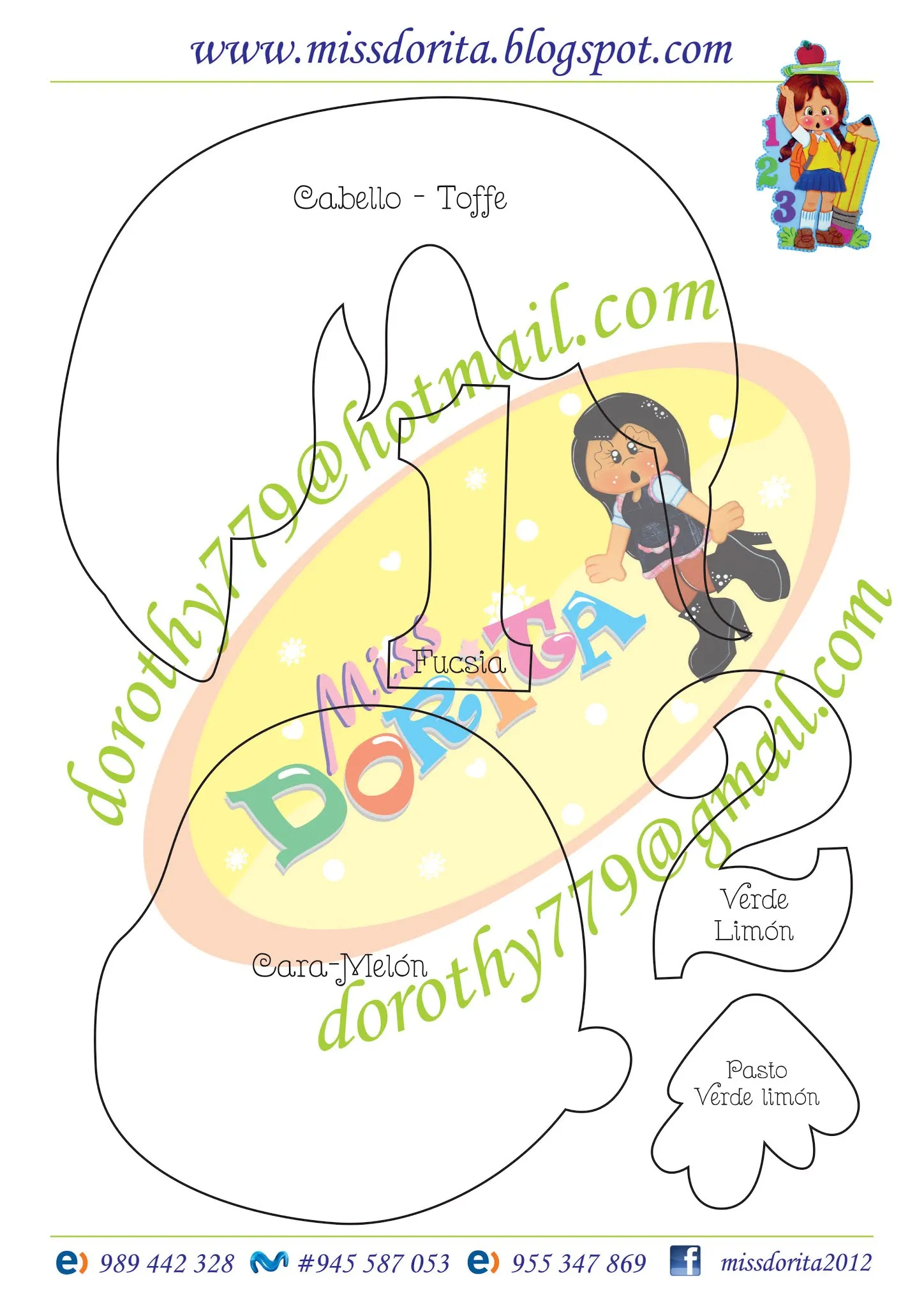 Manualidades en Foami Miss Dorita: Panel niña con Números en Foami