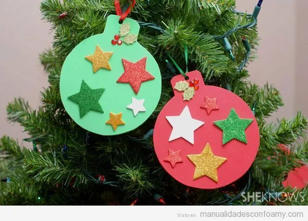 Manualidades foamy para niños, bolas de árbol de Navidad | Navidad ...