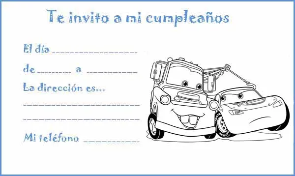 Manualidades con mis hijas: Invitaciones de cumpleaños - Cars ...