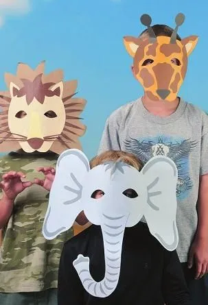 Manualidades Máscaras animales de safari | Jugar y colorear