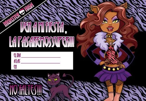 Me gusta la clase de religión: Invitaciones de cumple de Monster High