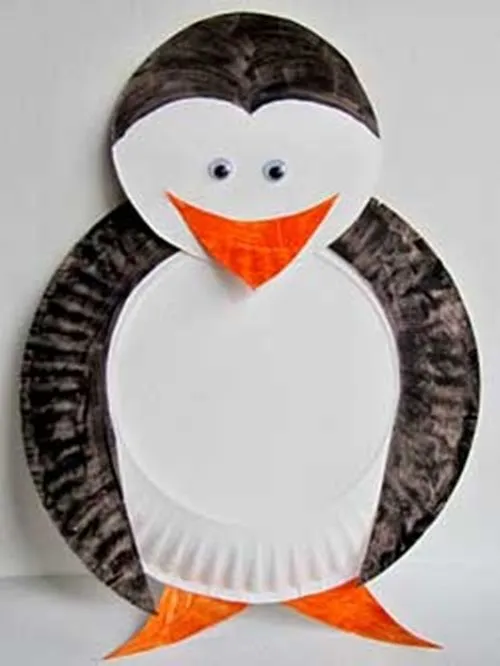 Manualidades para hacer con niños pingüino con platos desechables ...