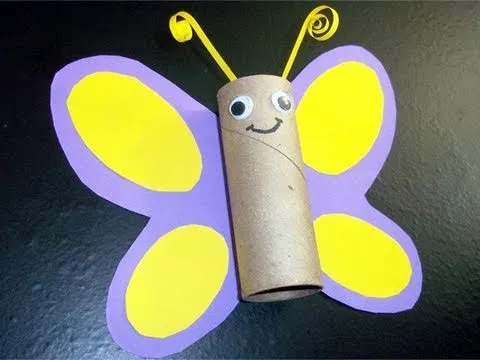 Manualidades de reciclaje: mariposa con tubo de papel de cocina ...