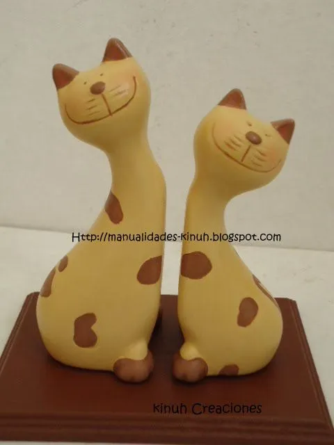 manualides, artcraft, handcraft: Ceramica: Pareja de Gatos