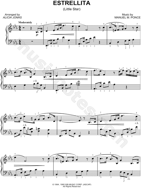 Manuel M. Ponce "Estrellita" Sheet Music (Piano Solo) - Download ...