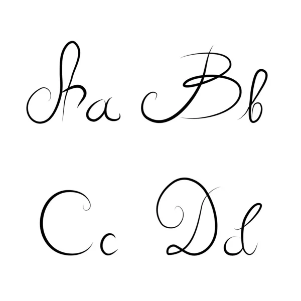 Mão desenhadas letras caligráficas, b, c, d isolado — Foto Stock ...
