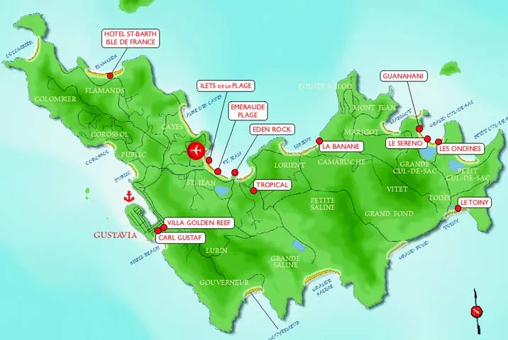 Map Of St. Barts Island | St Barts Hotel Map | Restaurant Location Map Map Of St. Barts Island | St Barts Hotel Map | Restaurant Location Map