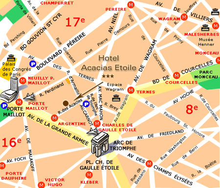 Mapa de acceso Hotel Acacias Etoile - Visita Paris, Edimburgo ...