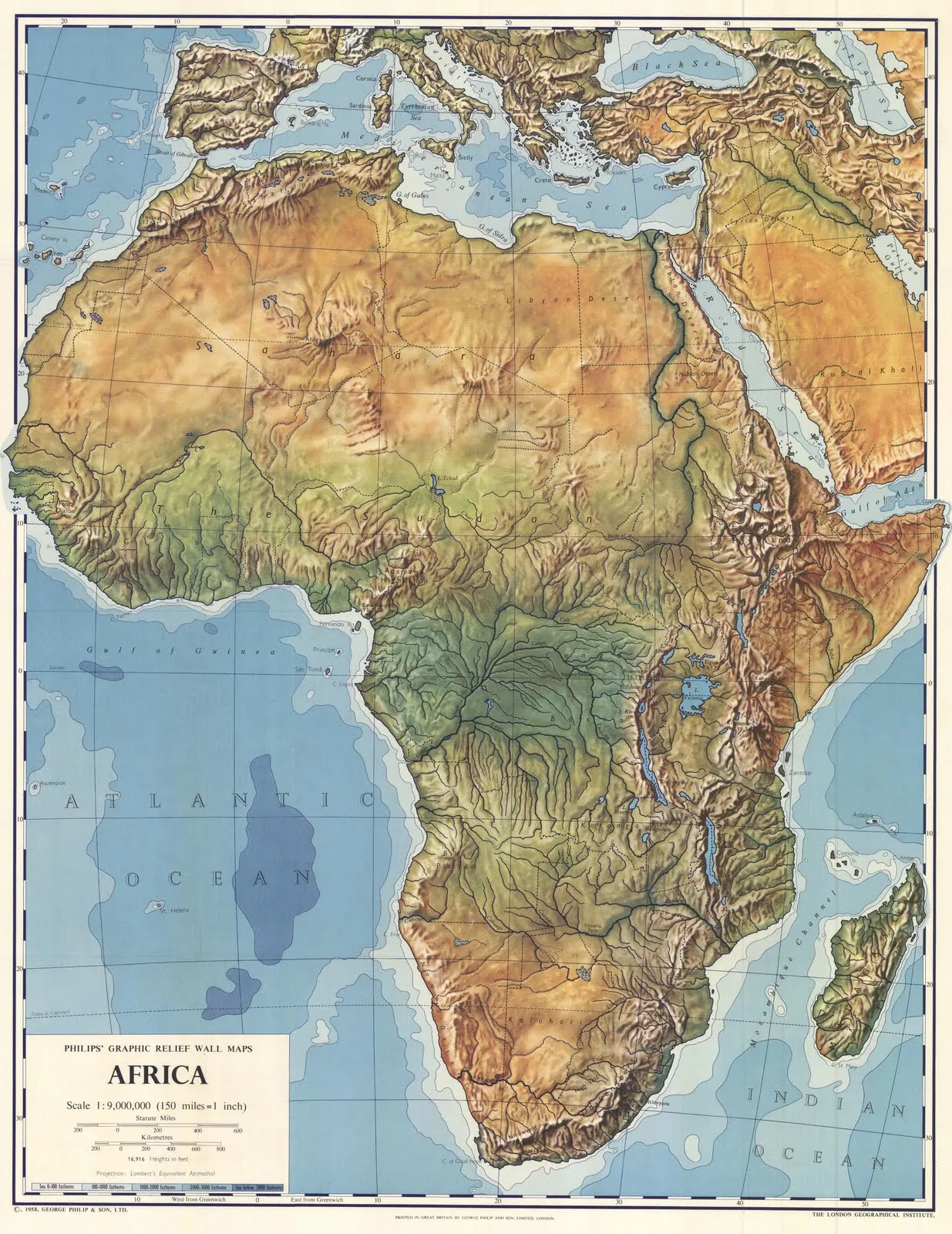 Mapa de África en 1958 (en inglés)