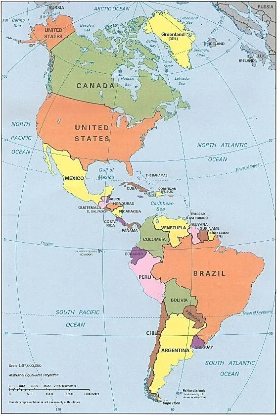 Mapa da América - Cola da Web