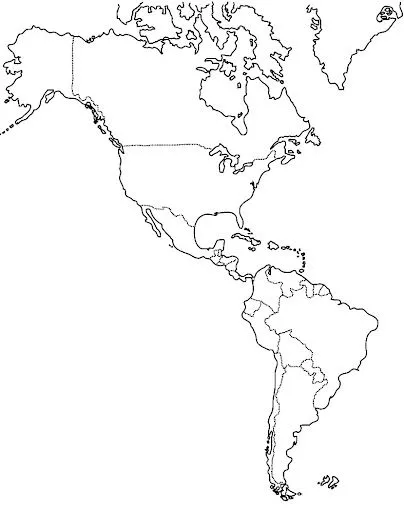 MAPA DE AMERICA PARA COLOREAR