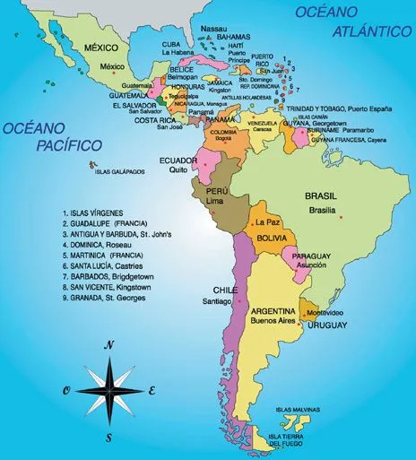 Mapa de america latina completo - Imagui
