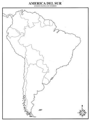 Mapa de América del Sur con división política sin nombres | Pulso ...