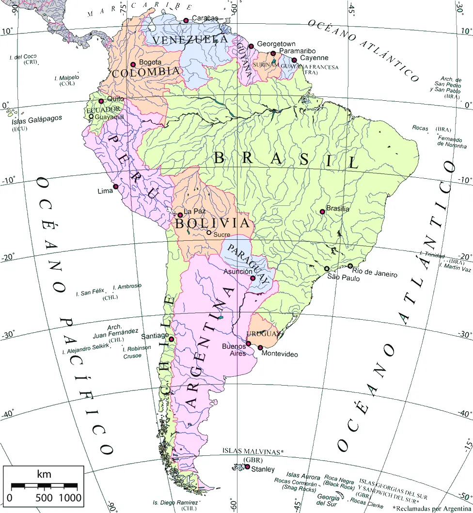 Mapa de América del Sur en español - Tamaño completo Mapa de América del Sur en español - Tamaño completo