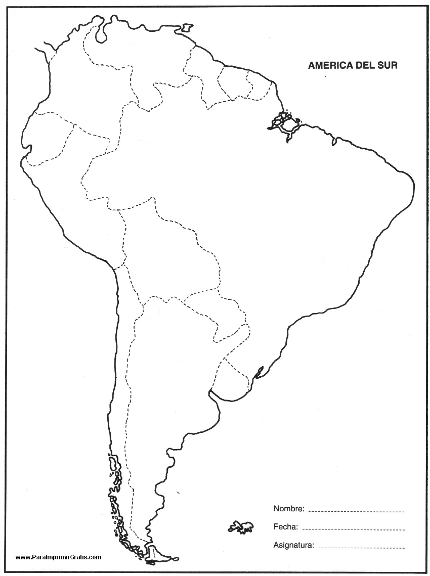Mapa de América del Sur - Para Imprimir Gratis - ParaImprimirGratis.