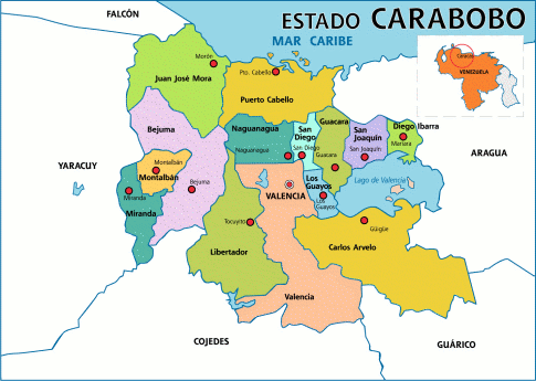 Mapa del estado carabobo con sus municipios para colorear - Imagui