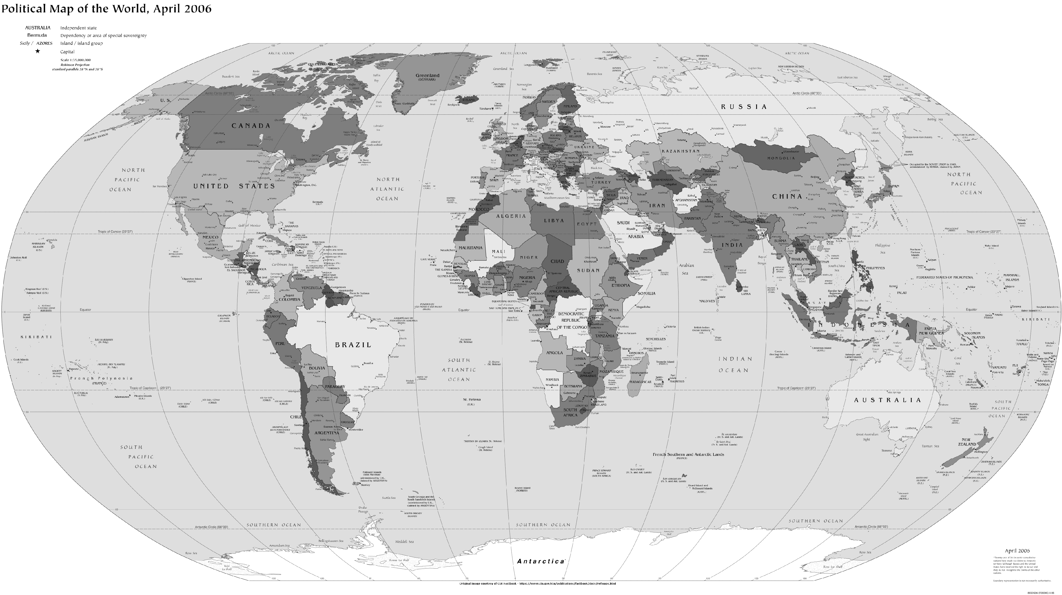 Mapa en Blanco y Negro del Mundo 2006 - mapa.owje.com Mapa en Blanco y Negro del Mundo 2006 - mapa.owje.com