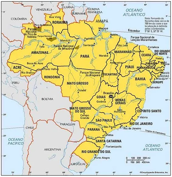 Mapa de Brasil | Estados de Brasil y mapa interactivo