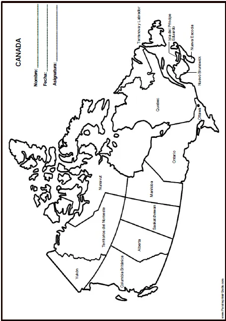 Mapa de Canadá - Para Imprimir Gratis - ParaImprimirGratis.com