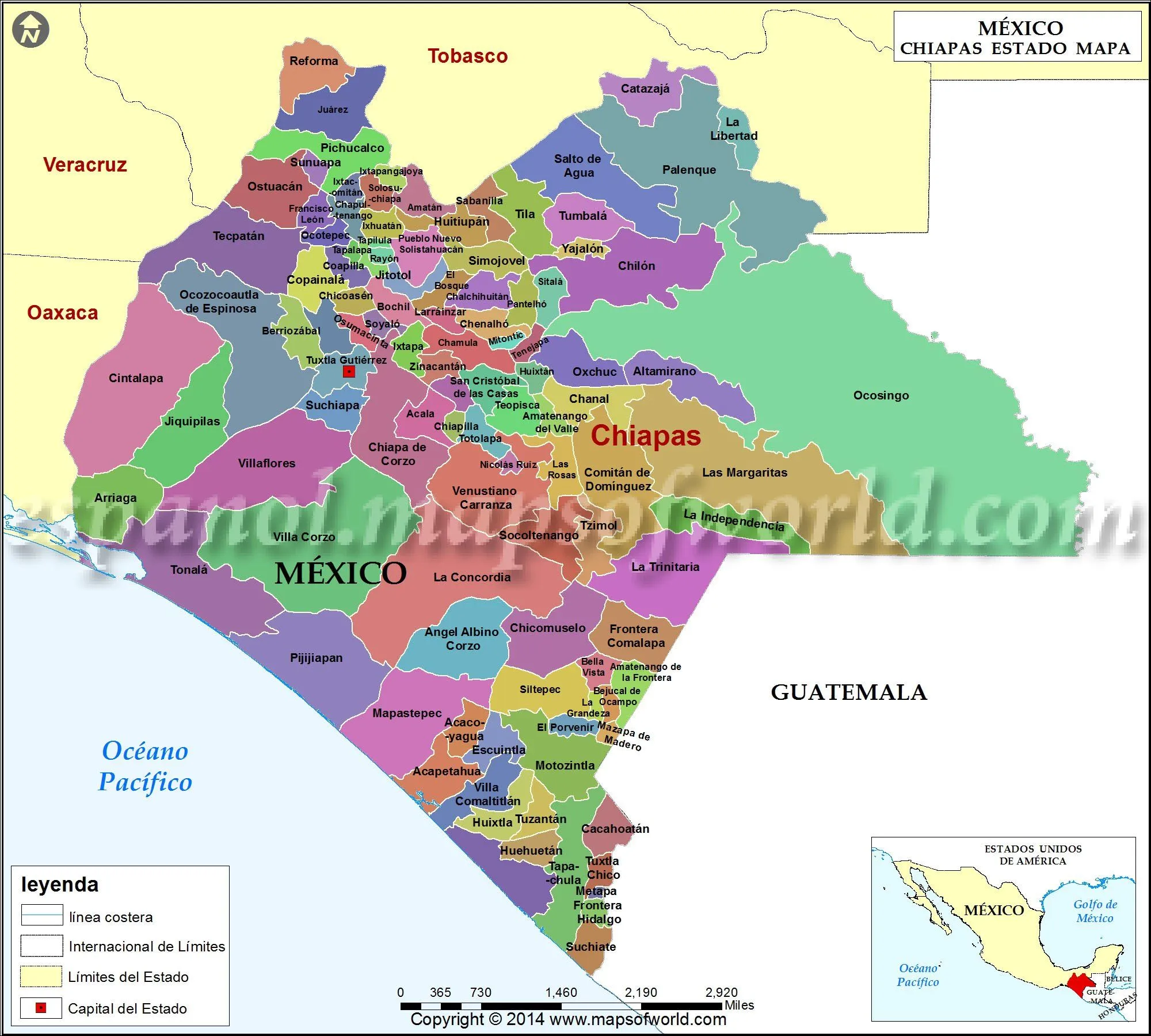 Mapa de Chiapas | Estado de Chiapas Mexico