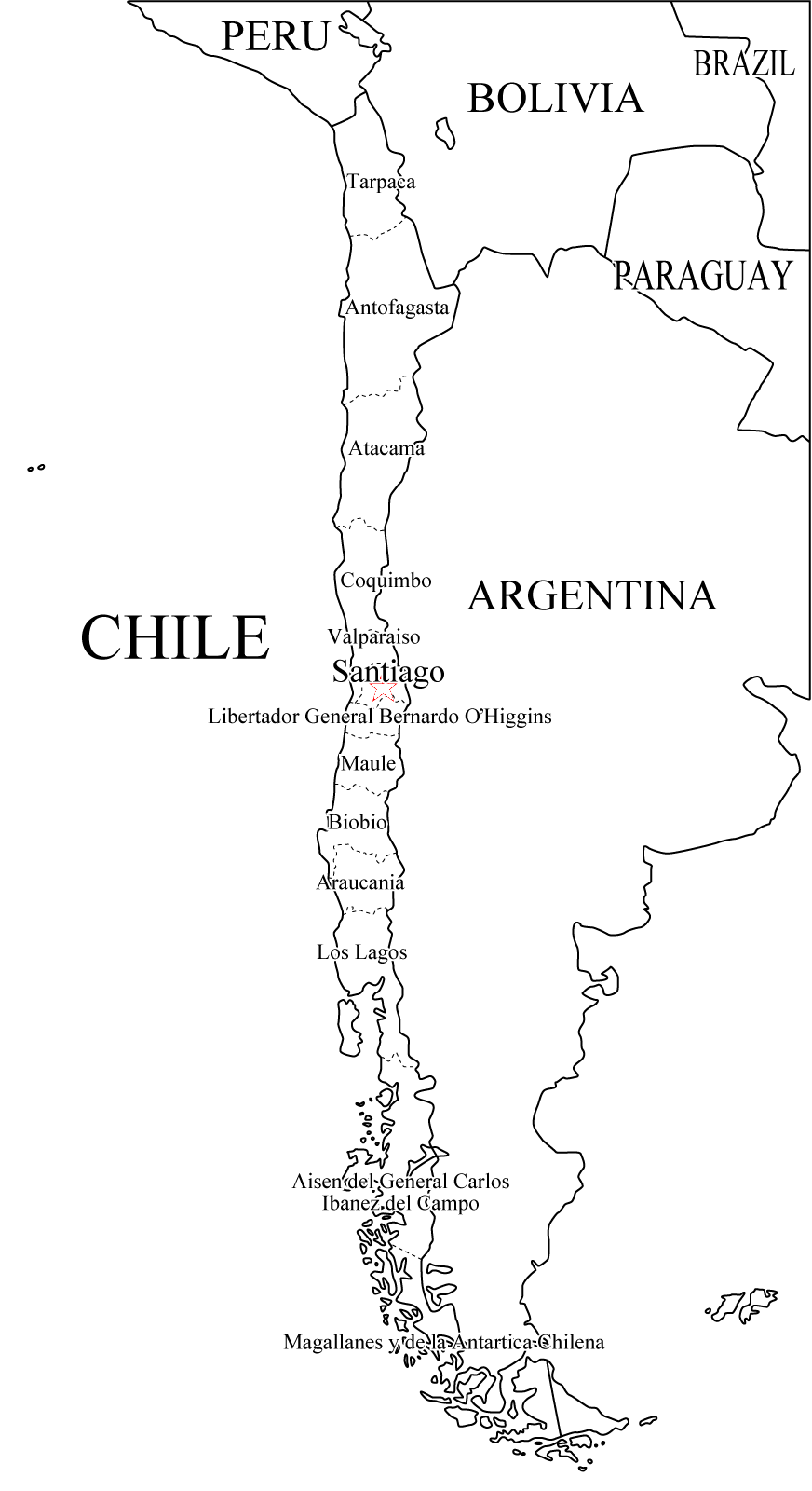 Mapa de Chile - Para Imprimir Gratis - ParaImprimirGratis. Mapa de Chile - Para Imprimir Gratis - ParaImprimirGratis.