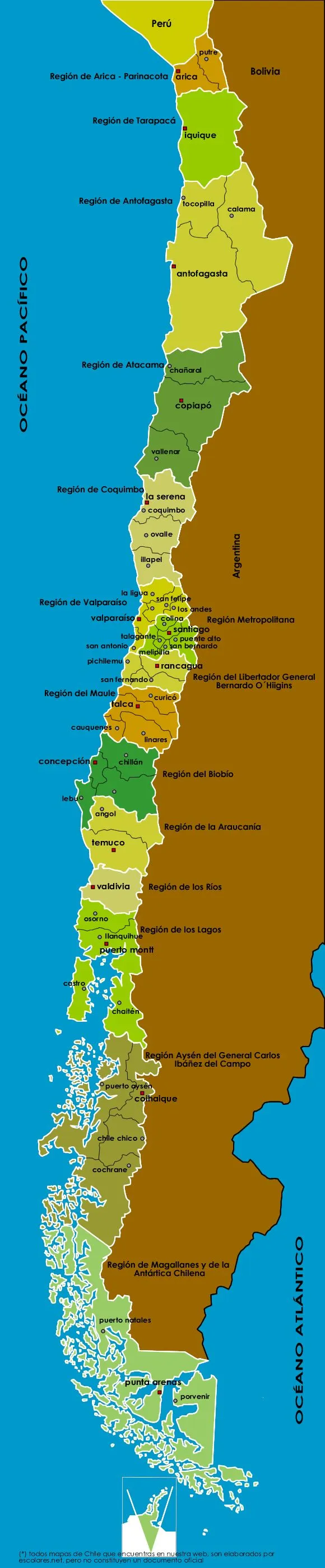 Mapa de Chile y sus Regiones - Tareas Escolares Mapa de Chile y sus Regiones - Tareas Escolares