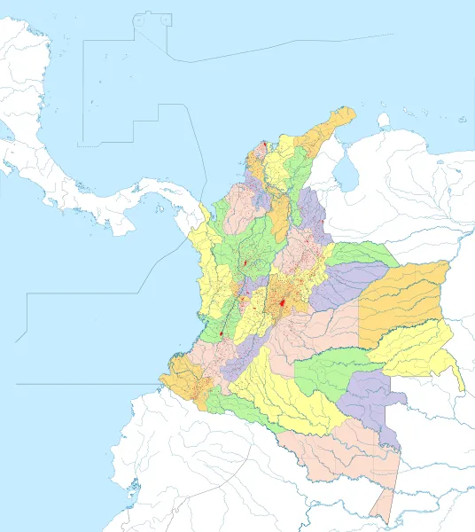 Mapa de Colombia con departamentos