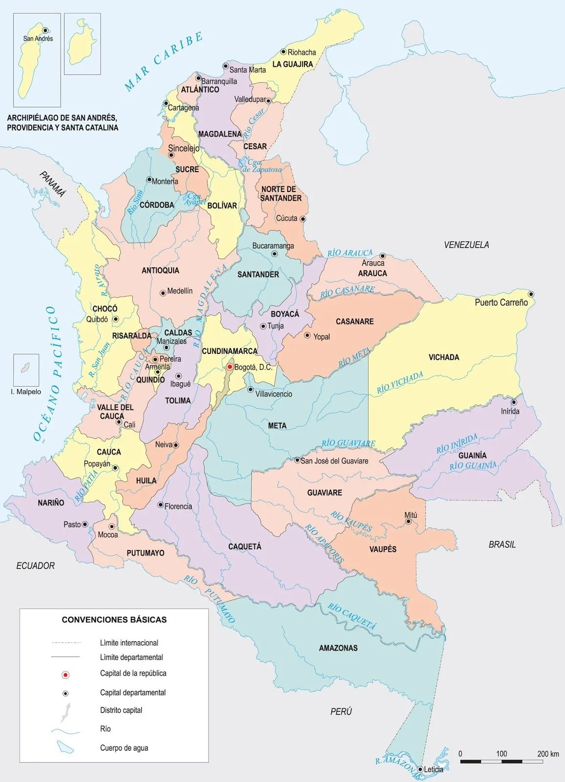 Mapa de colombia con departamentos y capitales - Imagui Mapa de colombia con departamentos y capitales - Imagui
