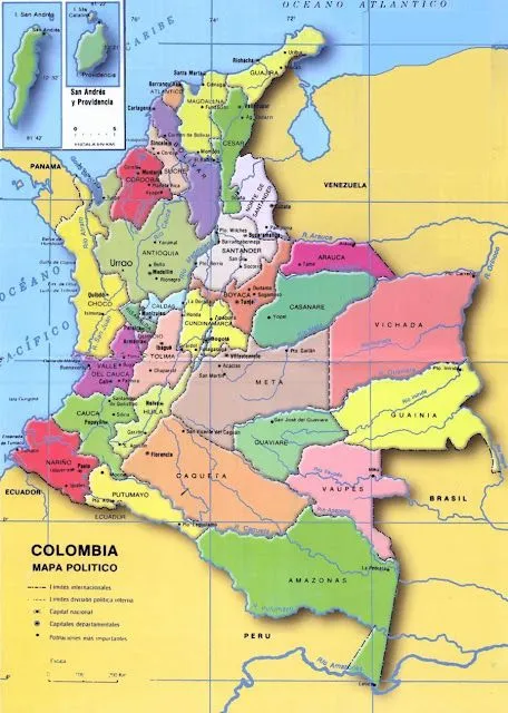 Mapa de colombia y sus departamentos - Imagui