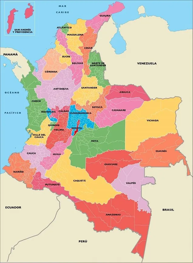 Mapa de Colombia: División política y administrativa | SocialHizo