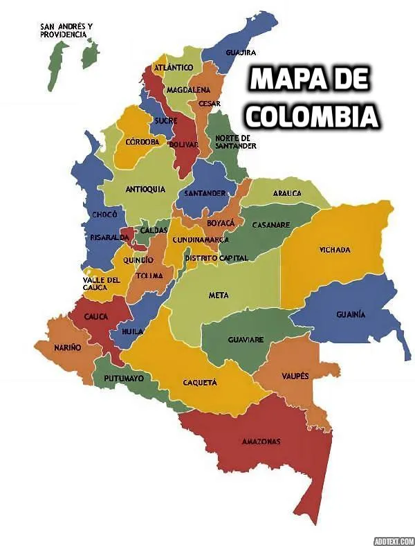 Mapa de Colombia con sus limites |