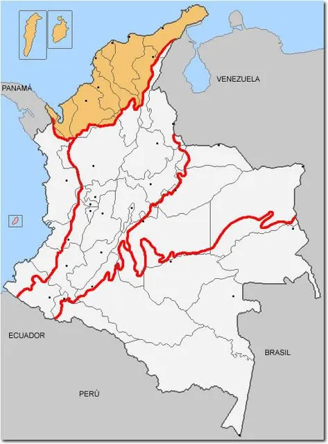 Imagenes de mapa de colombia con sus limites - Imagui