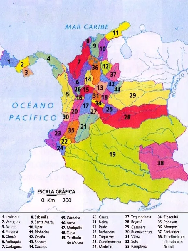 Mapa de Colombia: República de Nueva Granada (1831-1858) | Social Hizo