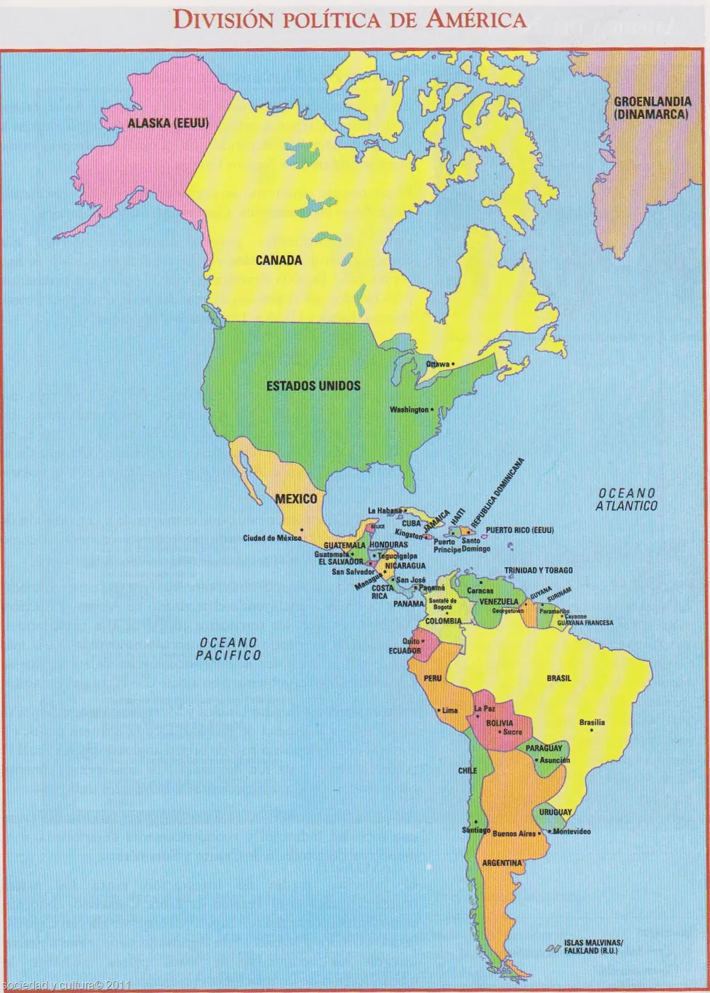 Mapa del continente americano politico - Imagui