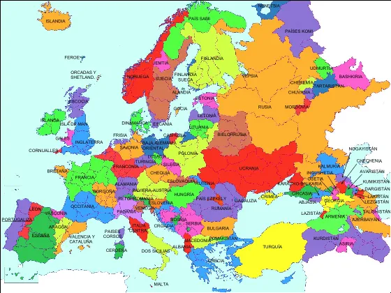 Mapa continente europeo con nombres - Imagui