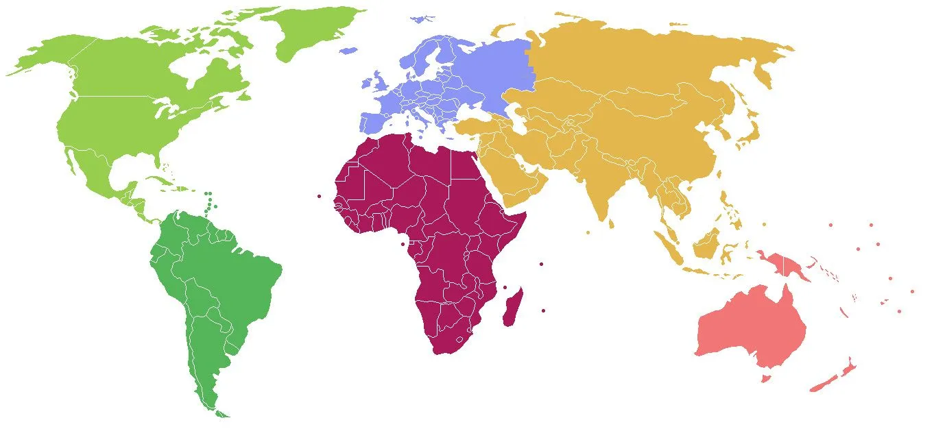 Mapa de los continentes - mapa.owje.com