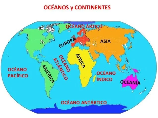 Mapa continentes y oceanos mudo - Imagui