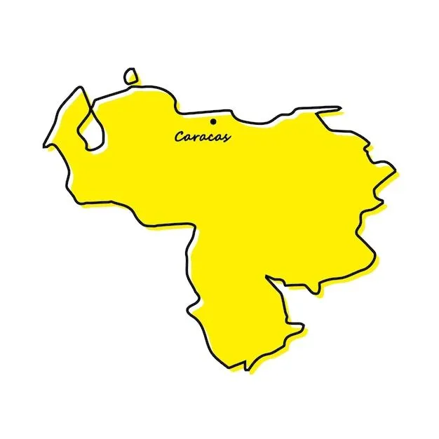 Mapa de contorno simple de venezuela con ubicación de capital | Vector  Premium